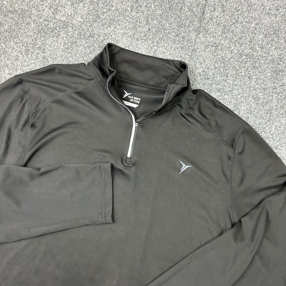 Old Navy Active Go-Dry Mens Size Medium Black Quarter Zip Pullover Long Sleeve